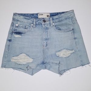 Garage Distressed Mom Short Cutoffs - Light Wash